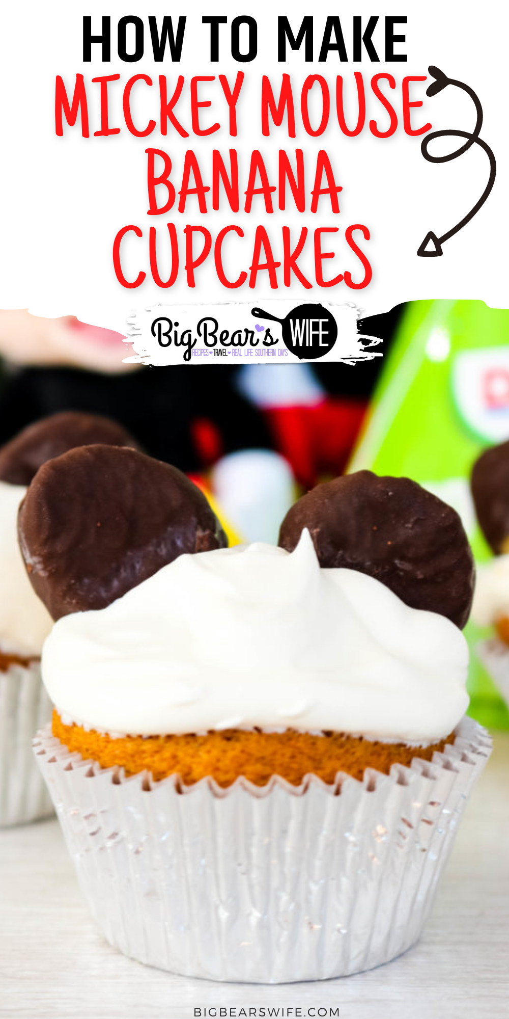 Mickey Mouse is turning 90 and it's time to celebrate his birthday with these Mickey Mouse Birthday Banana Cupcakes  #Mickey90 #MickeyTrueOriginal #Disney #Dole #DoleHero via @bigbearswife