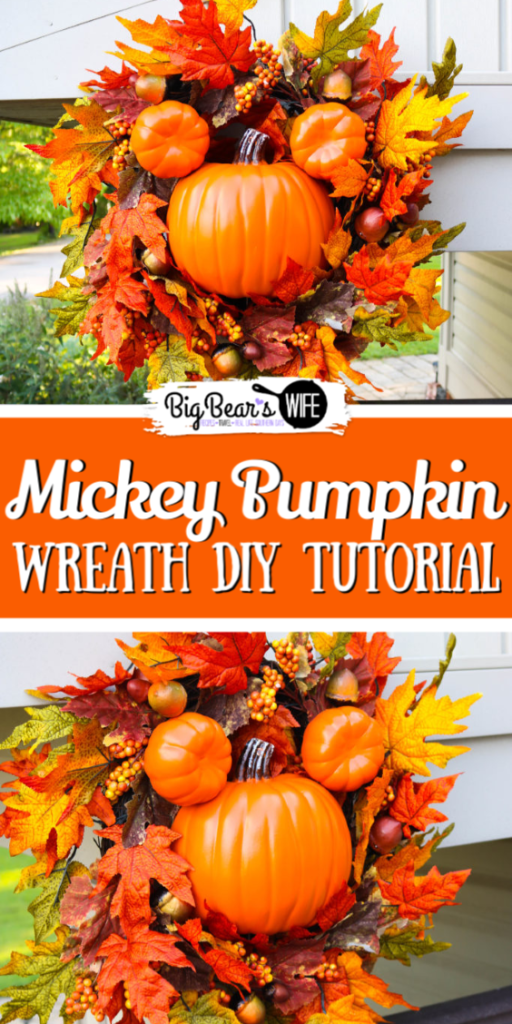 If you're crazy about the big Mickey wreaths that the Disney Parks decorate with you're going to love this Mickey Pumpkin Wreath DIY Tutorial! Now you can decorate your own home with a little Disney magic! 