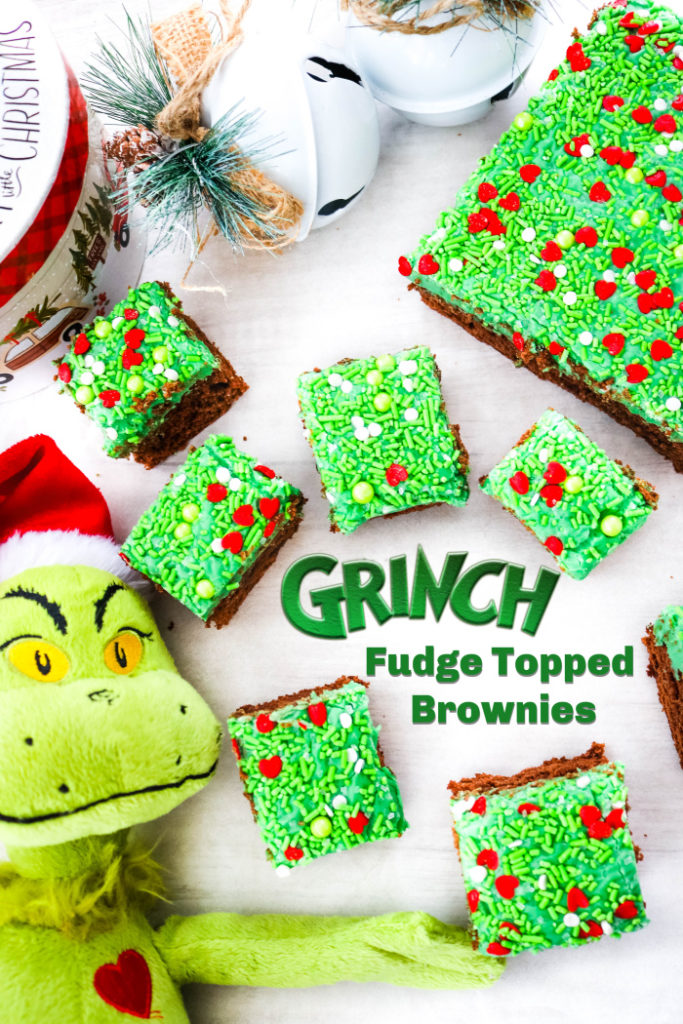 Grinch Fudge Topped Brownies