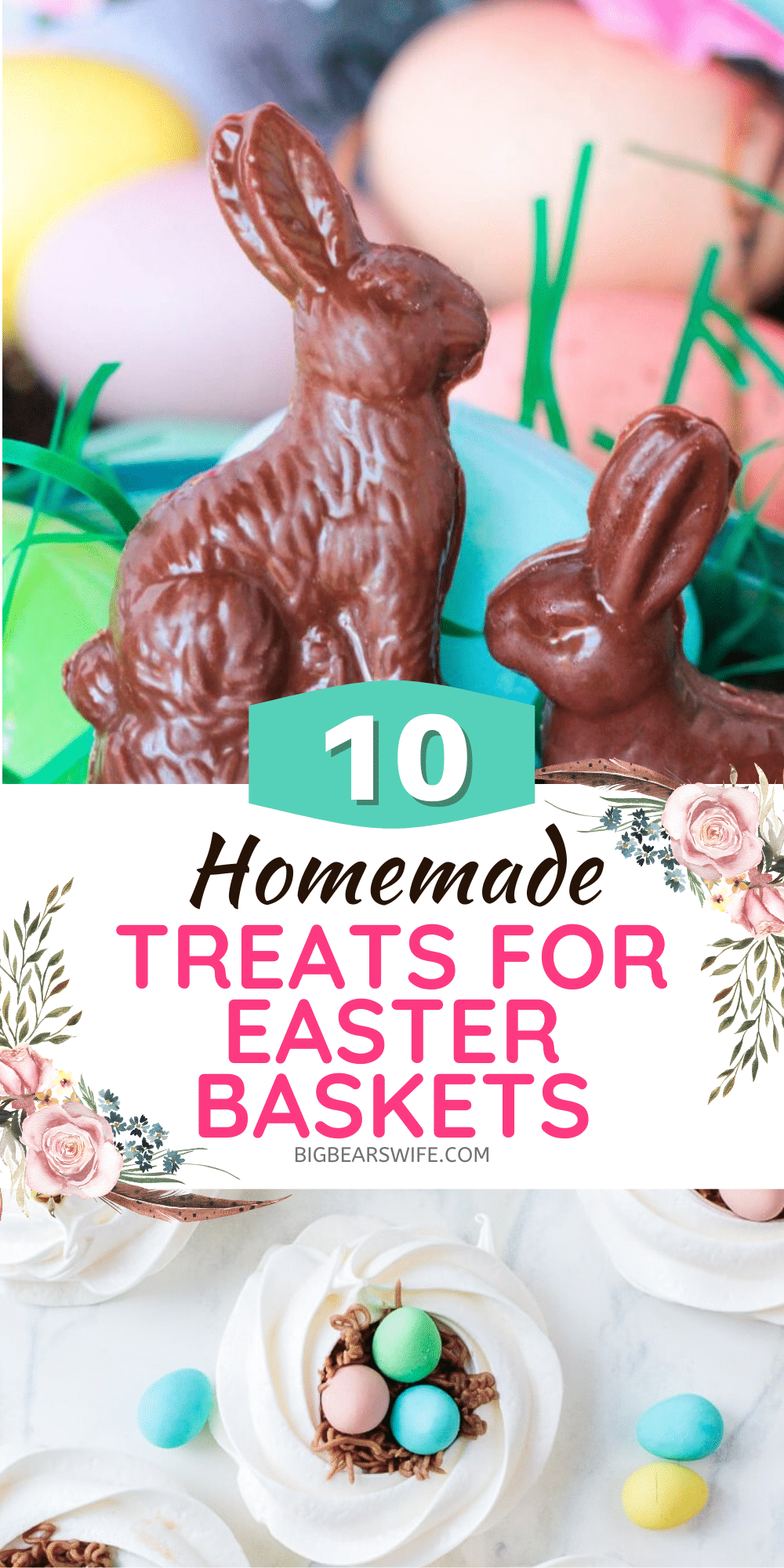 If you're filling Easter baskets for your kids or grandchildren this year or maybe just helping the Easter Bunny with some ideas, you'll love these Homemade Easter Basket treats! Sure, store bought Easter surprises are neat but homemade treats are even better! Fill your little one's Easter basket with 10 of the best Homemade Treats for Easter Baskets this year!  via @bigbearswife