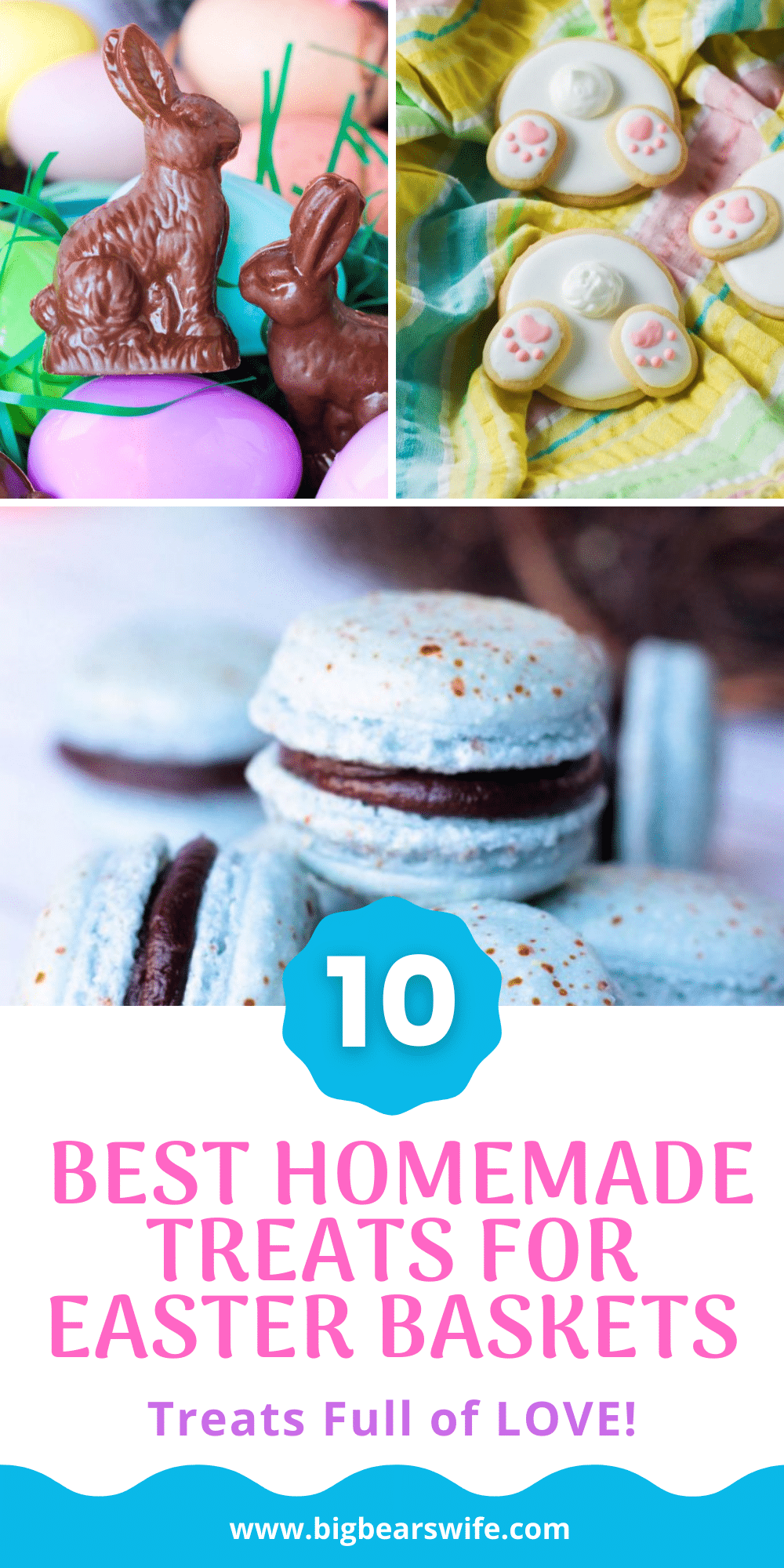 If you're filling Easter baskets for your kids or grandchildren this year or maybe just helping the Easter Bunny with some ideas, you'll love these Homemade Easter Basket treats! Sure, store bought Easter surprises are neat but homemade treats are even better! Fill your little one's Easter basket with 10 of the best Homemade Treats for Easter Baskets this year!  via @bigbearswife