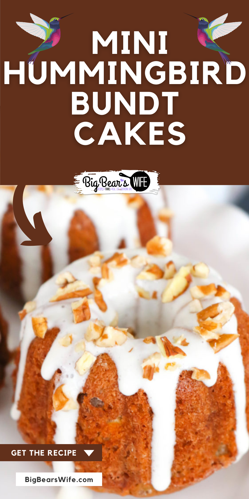 Stuffed with bananas, pecans, and pineapple these Hummingbird Mini Bundt Cakes make for a wonderful Easter dessert, a church potluck or Mother’s Day brunch. This southern classic has been turned into divine individual dessert with a mini bundt pan.  via @bigbearswife