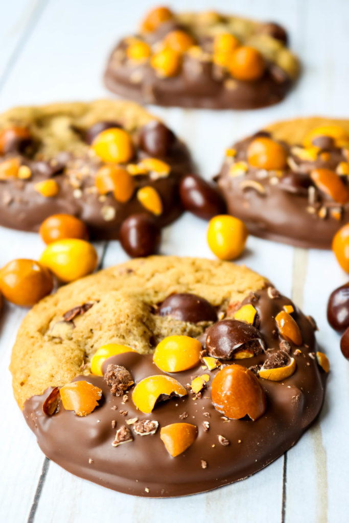 Chocolate Dipped English Toffee Peanut M&M Cookies (32)