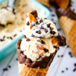 No Churn Chocolate Dipped Waffle Cone Ice Cream