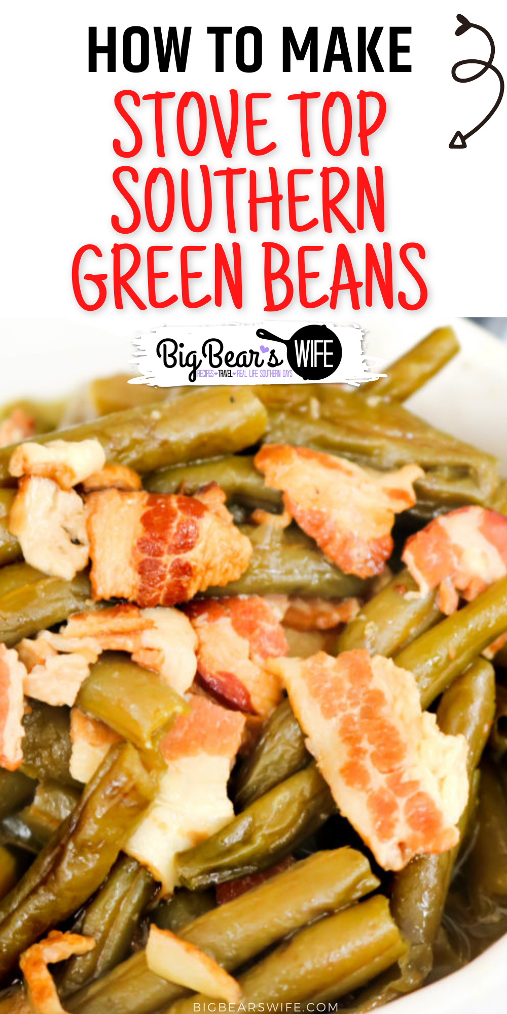 Stove Top Southern Green Beans - Stove Top Southern Green Beans are amazing and super easy to make! They're simmered all day long to create the most flavorful green beans ever! @bigbearswife via @bigbearswife