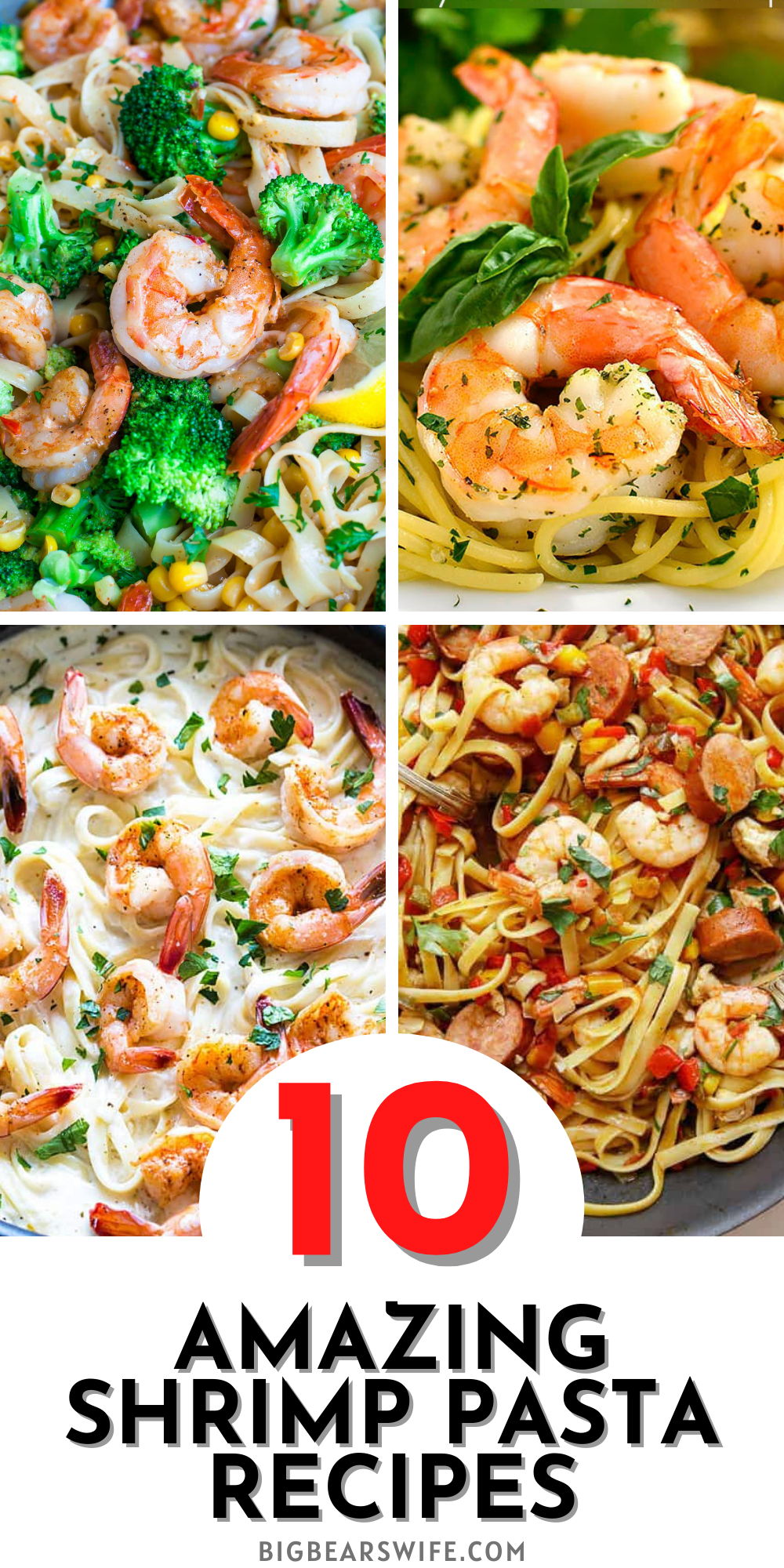Shrimp and pasta lovers unite! There is just something wonderfully comforting about a big bowl of shrimp pasta and I've gathered up 10 of the best Shrimp Pasta Recipes for you to try! There is shrimp Alfredo, butter shrimp, shrimp stuffed shells and more!   via @bigbearswife