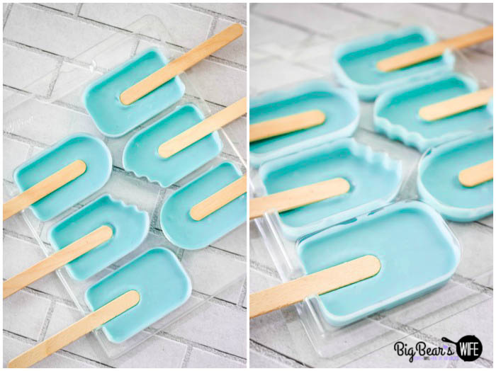 Melted Candy Melts in Wilton Lollipop Mold With Sticks