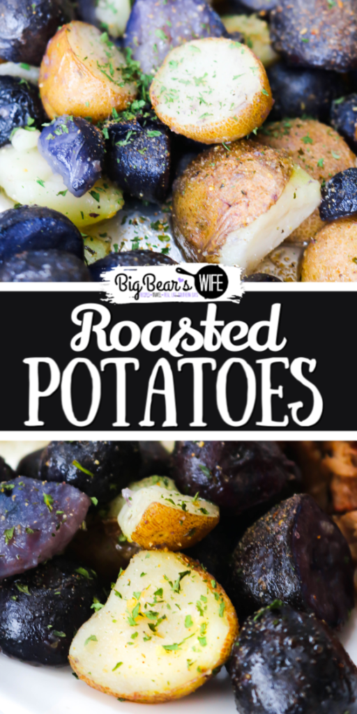 Baby Purple Potatoes and Baby Russet Roasted Potatoes - These roasted potatoes are crispy on the outside and creamy on the inside! They're the perfect restaurant roasted potatoes made right in your own kitchen at home! 