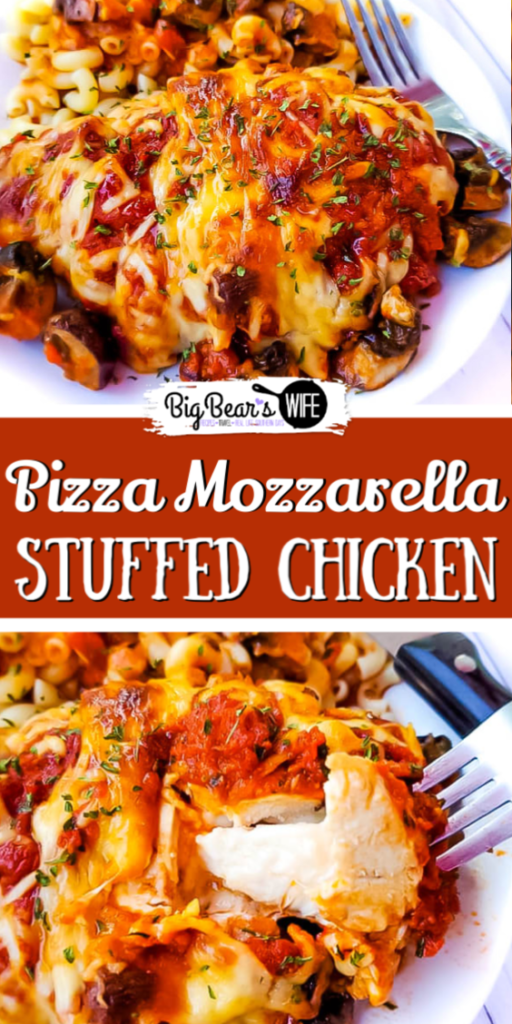 This Baked Pizza Mozzarella Stuffed Chicken is a tasty combination of cheese stuffed chicken and pizza! 