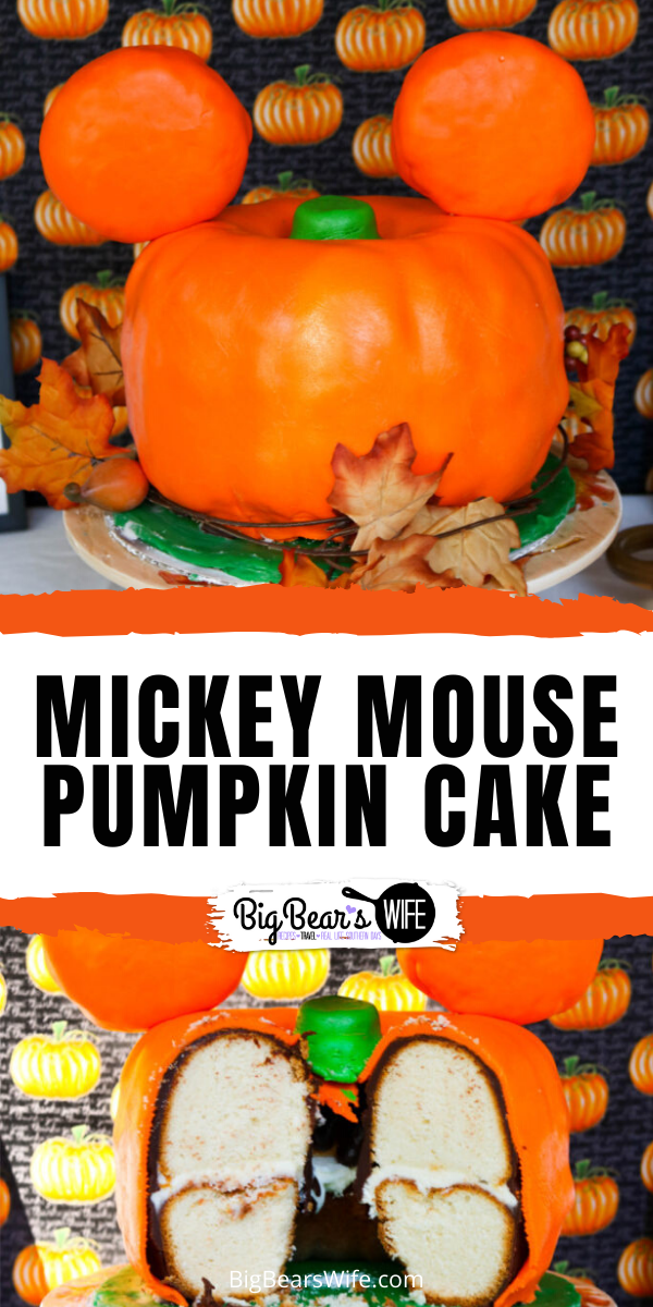 Mickey Mouse Pumpkin Cake - from Pumpkin Smash Cake from - If you're thinking about throwing a Mickey Pumpkin Birthday Party, I've got all kinds of ideas to point you in the right direction! I've got Mickey Pumpkin Birthday Party decorations, crafts and cake ideas for you! via @bigbearswife