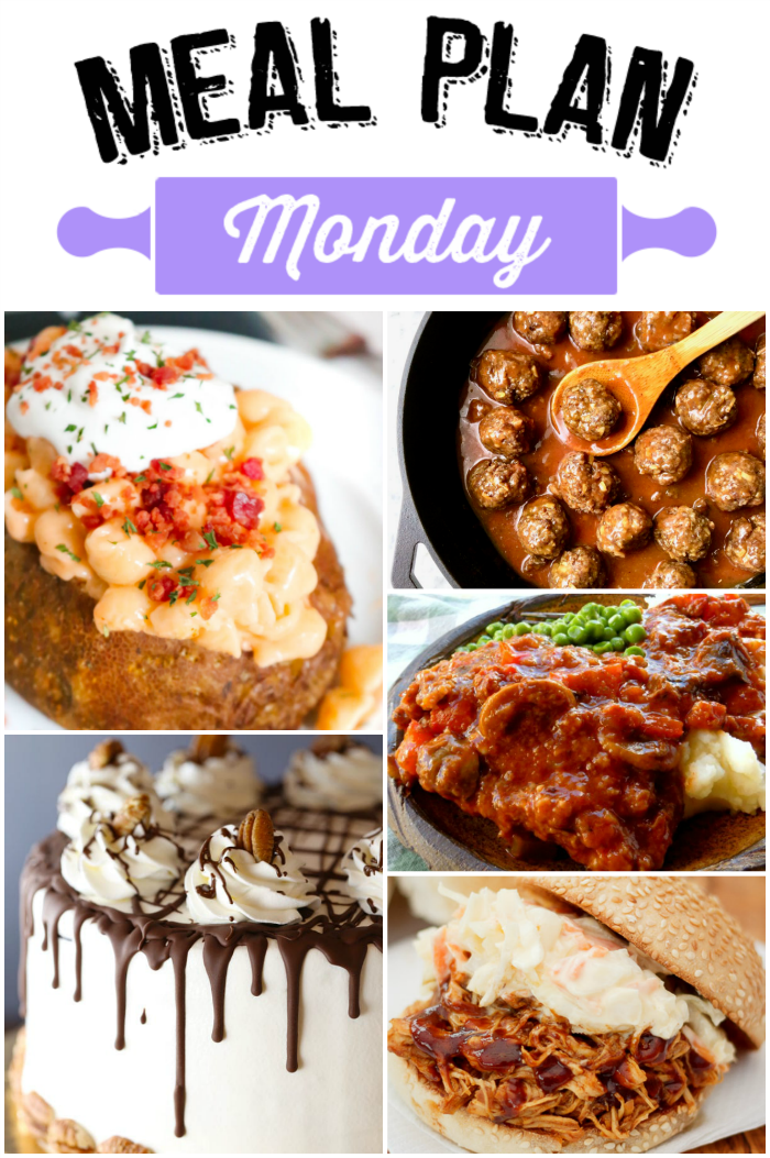 Tailgate Meatballs, Smothered Swiss Steak, Slow Cooked BBQ Chicken, Turtle Ice Box Cake and Loaded Mac and Cheese Baked Potatoes are just a few of the amazing recipes that we have for you this week on this edition of Meal Plan Monday! via @bigbearswife