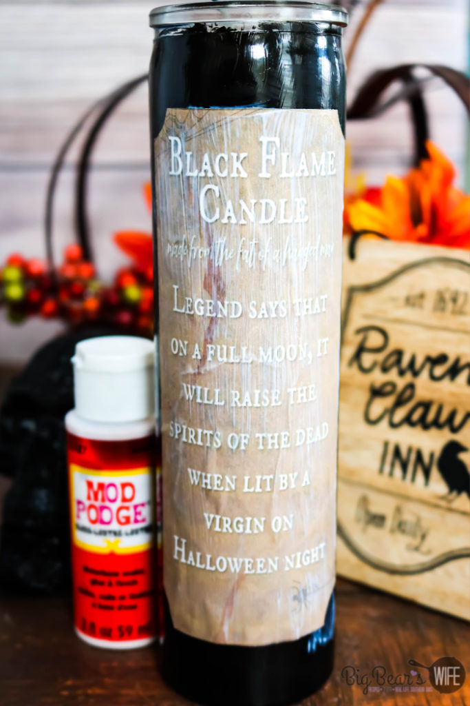 Dollar Store DIY Black Flame Candle