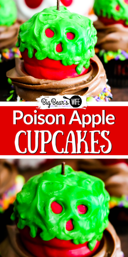 Poison Apple Cupcakes - These wicked Poison Apple Cupcakes won't put your friends or family into a deep sleep but they will put a huge smile on their faces!