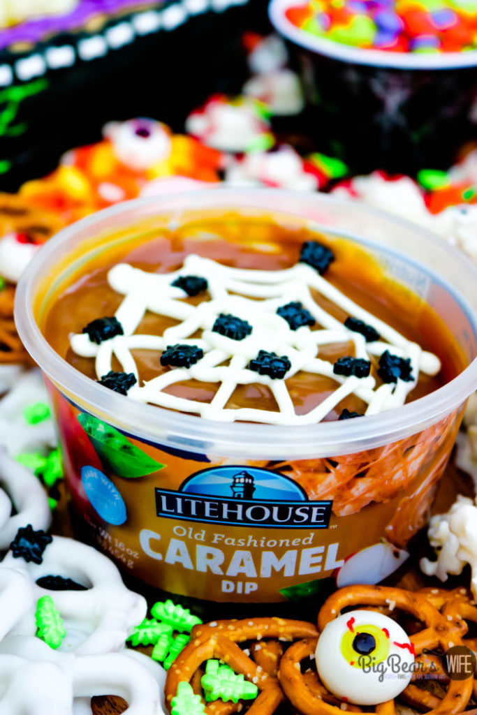 Litehouse Caramel Dip on Spooky Halloween Snack Board