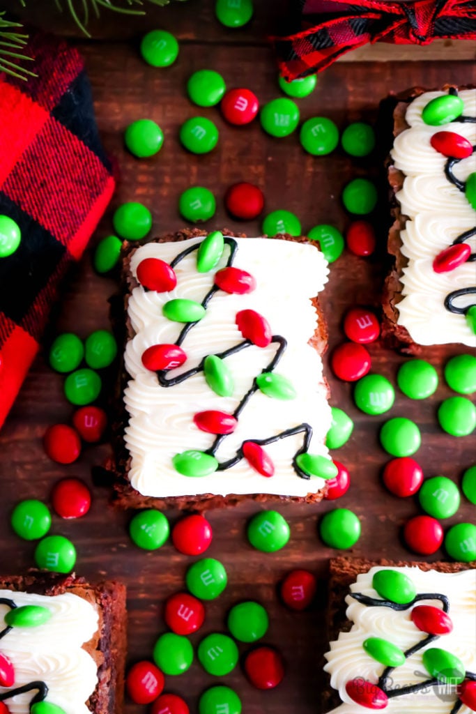 Christmas Light Brownies - Everyone's face will light up when you bring out these festive Christmas Light Brownies at the party! Christmas brownies this easy to decorate are sure to become a family favorite! 