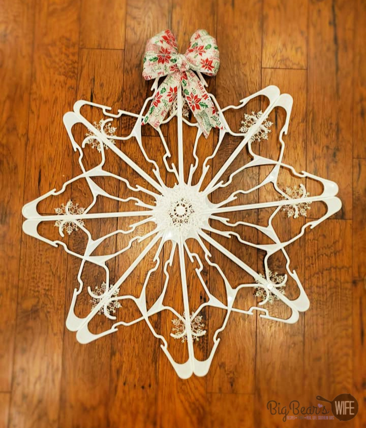 DIY Dollar Tree Snowflake Clothes Hanger Craft