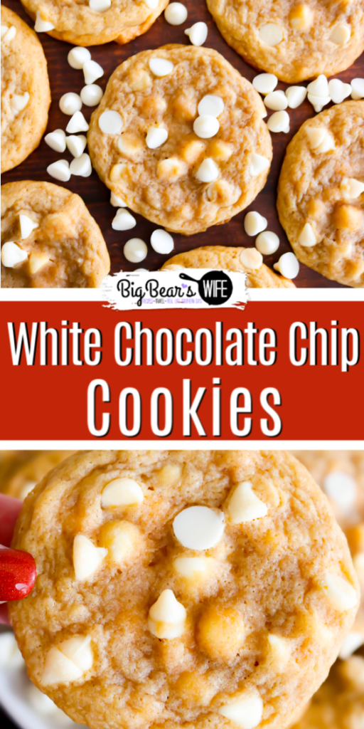 Bakery Style White Chocolate Chip Cookies - Skip the line at the cookie store in the Mall and whip up a bath of these amazing Bakery Style White Chocolate Chip Cookies in your own kitchen! 