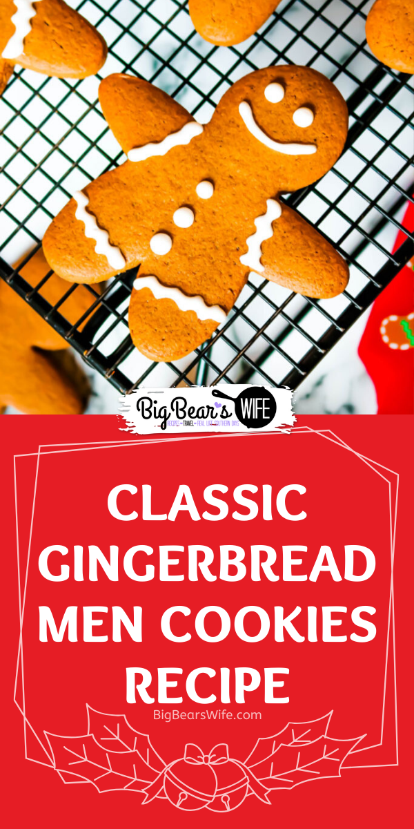 Classic Gingerbread Men Cookies - Classic Gingerbread Men Cookies are so perfect for the holidays! This gingerbread cookie dough holds up for perfectly for gingerbread cutout cookies or can be baked longer to create gingerbread men cookie ornaments for the Christmas Tree!  via @bigbearswife