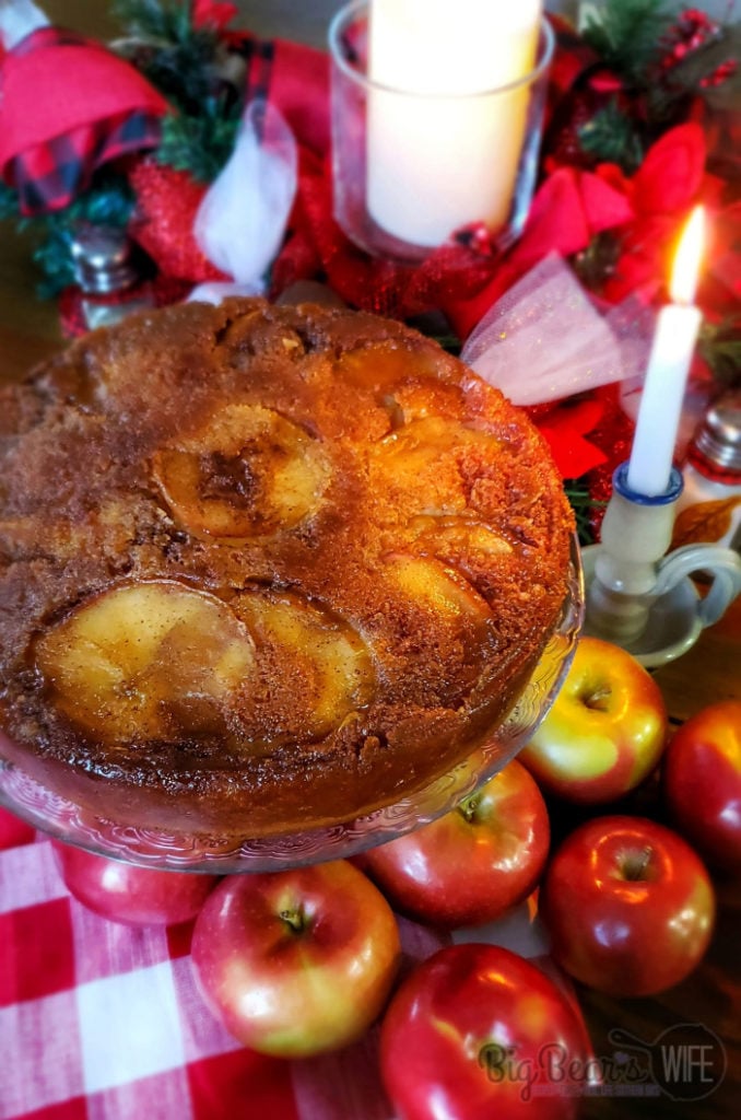 Brown Sugar Upside Down Apple Cake - This Brown Sugar Upside Down Apple Cake is a old fashioned apple cake with a modern shortcut in the ingredients list! It's beautiful,  delicious and super easy to make! 