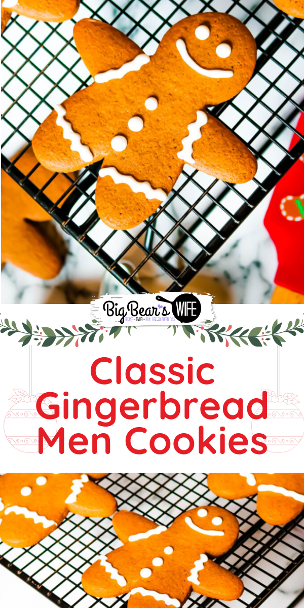 Classic Gingerbread Men Cookies - Classic Gingerbread Men Cookies are so perfect for the holidays! This gingerbread cookie dough holds up for perfectly for gingerbread cutout cookies or can be baked longer to create gingerbread men cookie ornaments for the Christmas Tree!  via @bigbearswife