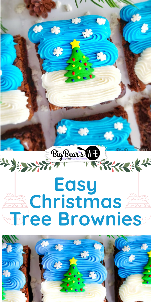Easy Christmas Tree Brownies - These Easy Christmas Tree Brownies are super festive and simple to make! Use your favorite brownie recipe, a boxed mix or brownies from the bakery to create these Christmas treats! via @bigbearswife