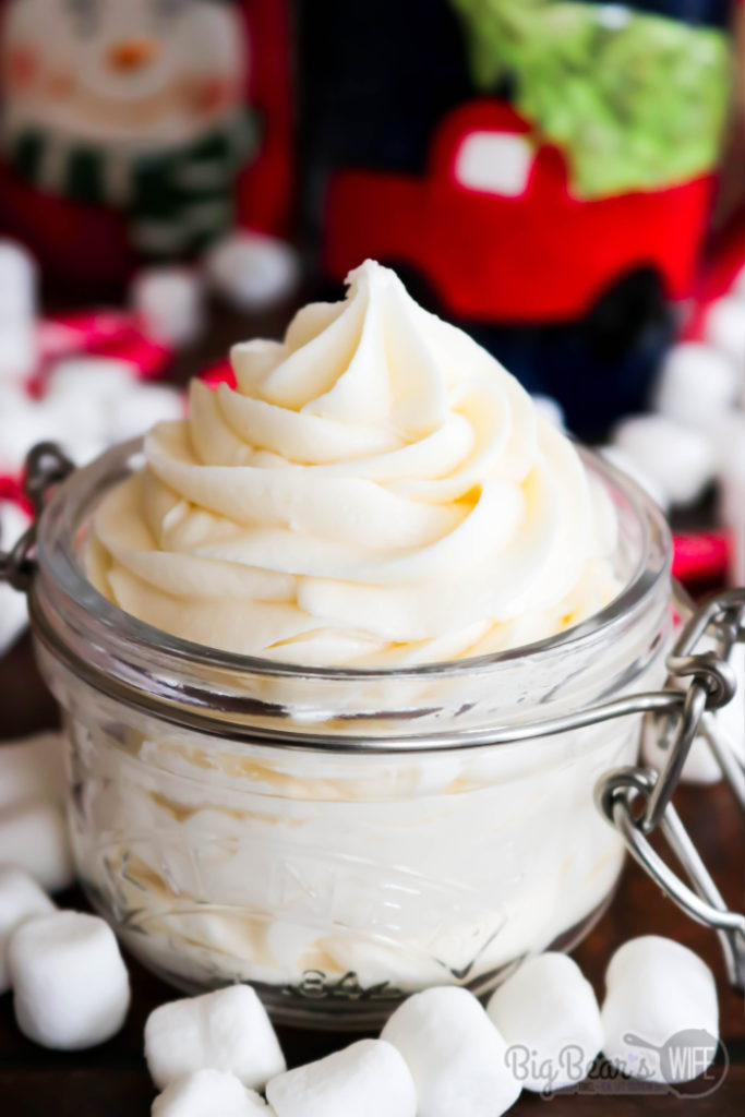 Homemade Marshmallow Frosting - A perfect Homemade Marshmallow Frosting that's great for hot chocolate themed desserts and s'mores flavored treats! 