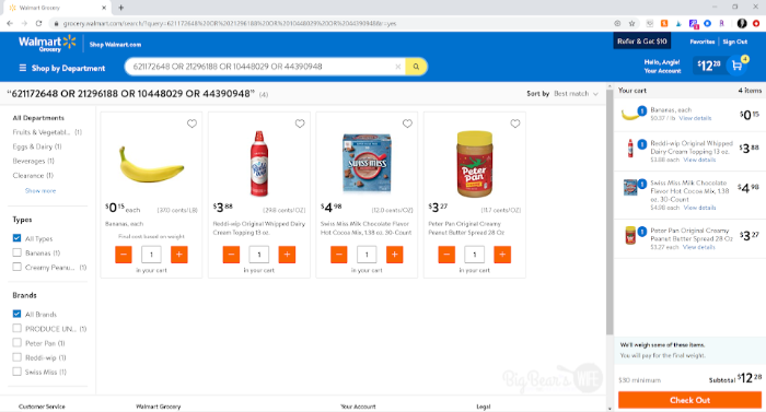 Walmart Online Grocery Shopping Screenshot 