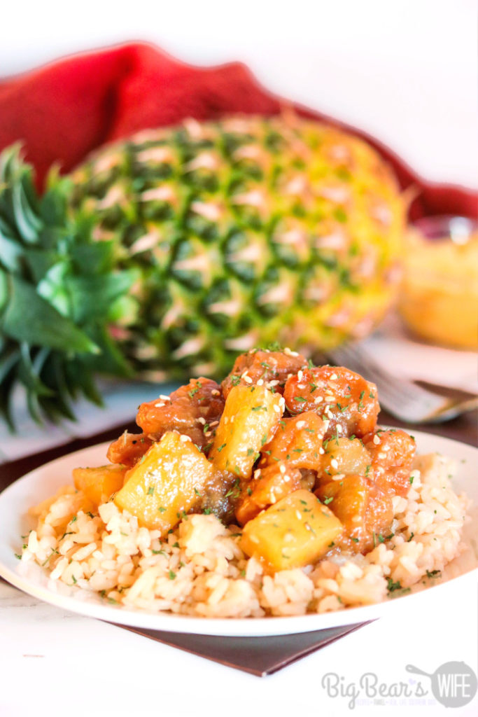 Pineapple Sesame Chicken - This Pineapple Sesame Chicken is a combination of  crispy pieces of chicken and juicy chunks of pineapple tossed together in a homemade sesame sauce and served over rice. It is the perfect make at home “take out”. 