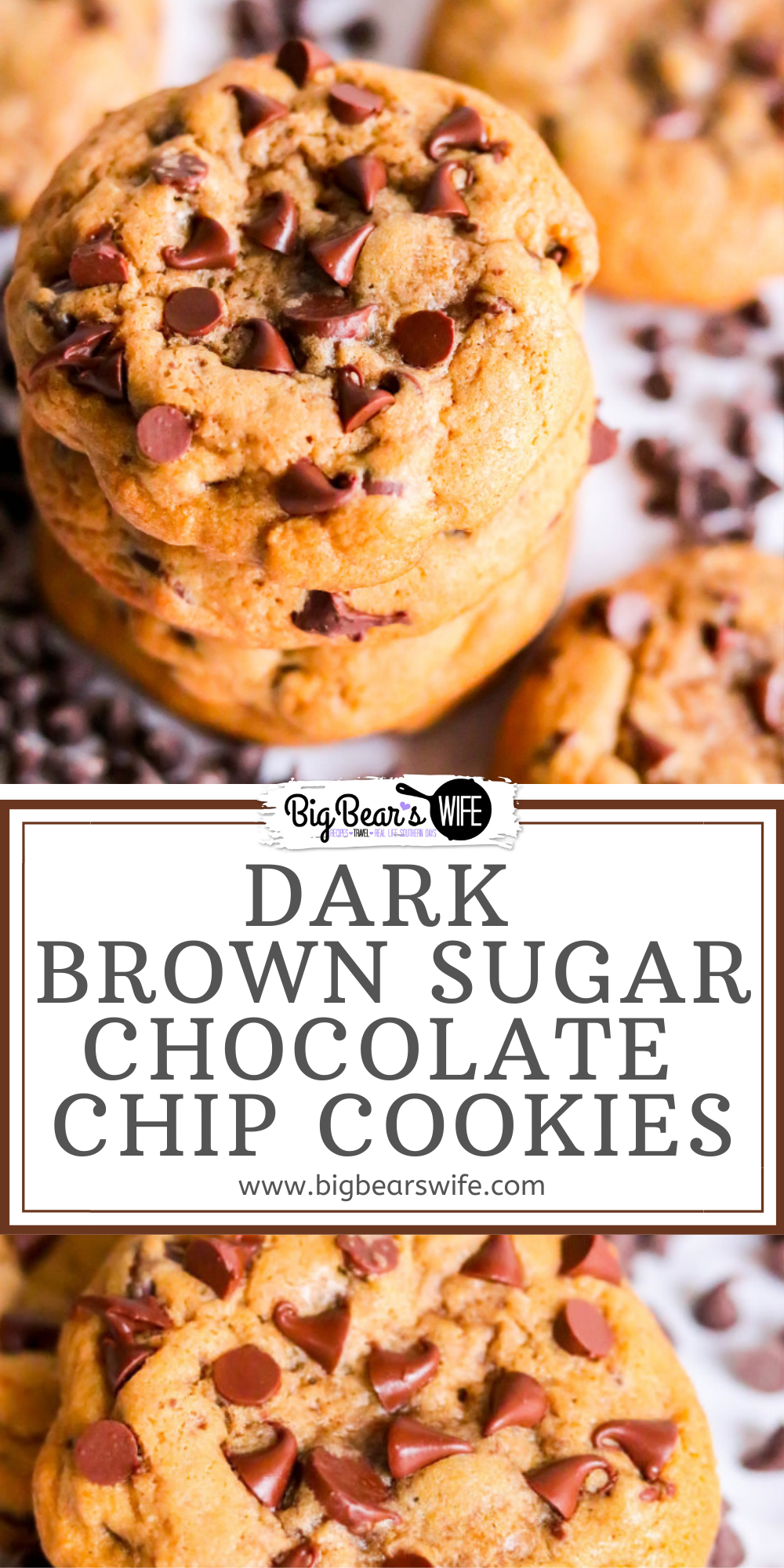 These Dark Brown Sugar Chocolate Chip Cookies might be the best chocolate chip cookie ever. Chilling the dough gives the cookie a soft and chewy texture and they’re packed tons of chocolate chips!  via @bigbearswife