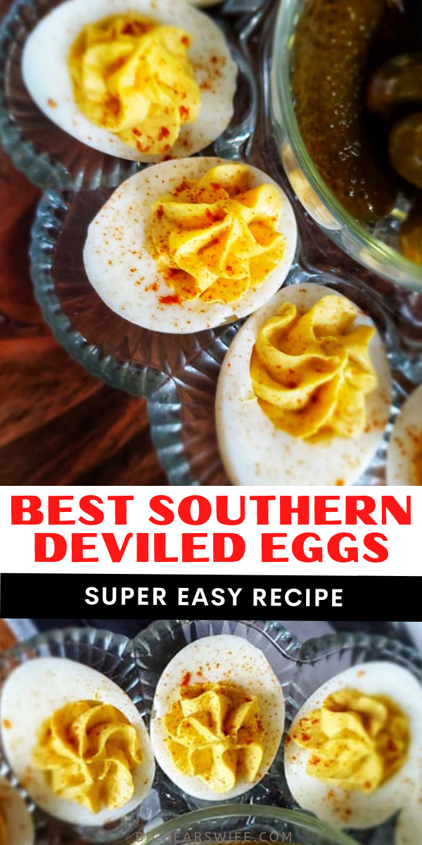 This recipe right here is for the Best Southern Deviled Eggs that I make for holidays! They're perfectly creamy and taste just like the Deviled Eggs grandma us to make. via @bigbearswife