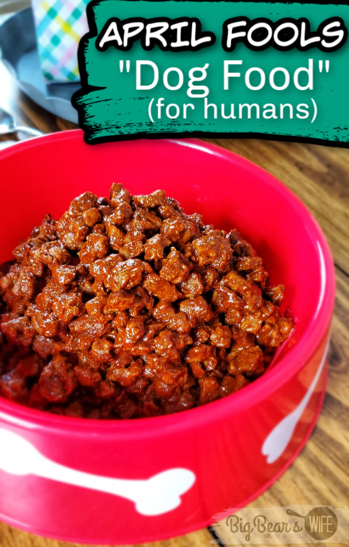 Dog Food for Humans - APRIL FOOLS Recipe - Freak out your friends, family and kids this April Fools day with this tasty and edible Dog Food for Humans! Don't worry, it's just beef and but served up in a clean dog bowl it looks just like Rover's food!  via @bigbearswife