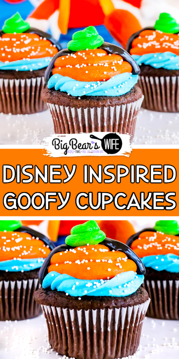 Homemade Goofy Cupcakes - Bring a little bit of Goofy Disney magic into your home with these Disney World inspired Homemade Goofy Cupcakes! via @bigbearswife