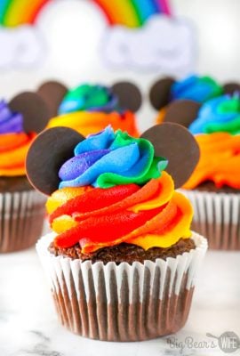 Homemade Mickey Mouse Rainbow Cupcakes