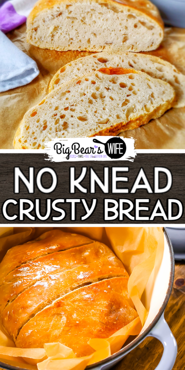 No Knead Crusty Bread - Ready to learn how to make the easiest No Knead Crusty Bread at home? I've got step by step photos and directions to teach you how to bake it in your own kitchen! via @bigbearswife