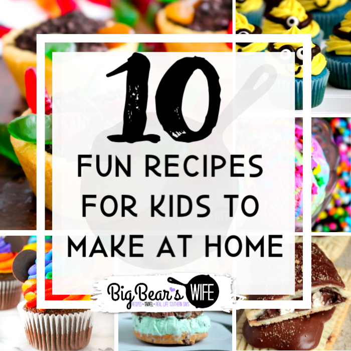 10 Fun Recipes to Make with Kids at Home - If you are looking for something fun to keep your kids entertained, get them into the kitchen! Have fun while teaching them about measurements and baking while they let their creativity shine with these 10 Fun Recipes to Make with Kids at Home!