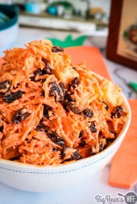  Southern Carrot Raisin Salad - This southern Carrot Raisin Salad tastes like homemade southern coleslaw without the cabbage. It’s easy to make and a great side dish for picnics, potlucks, cookouts and Sunday dinners!