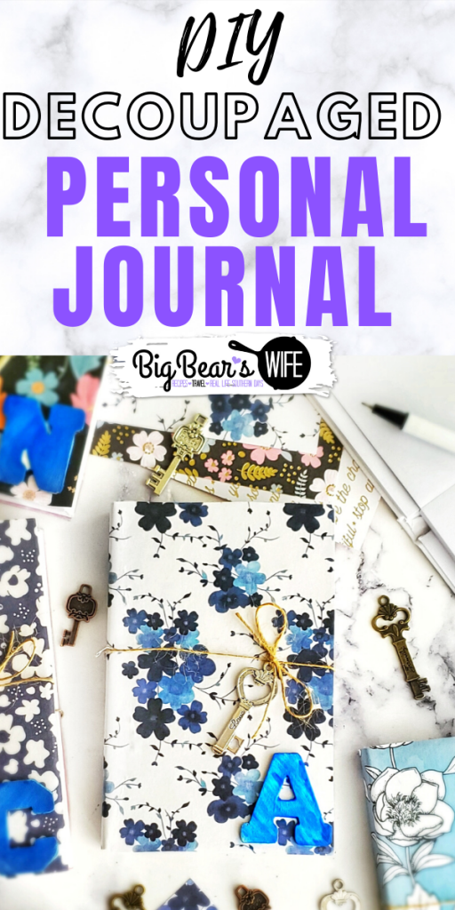 DIY Decoupaged Personal Journal - Throwing your emotions onto the pages of a journal can really help relieve stress and creating your own journal to fit your own personal style makes it even better! Here are step by step directions for creating your own DIY Decoupaged Personal Journal.