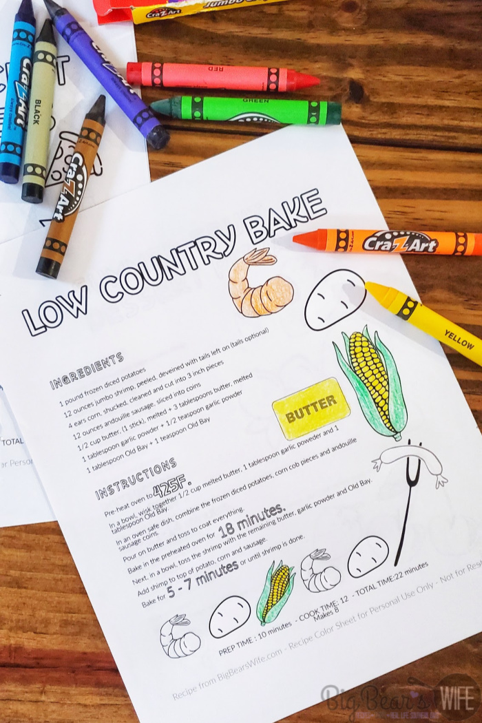 Free printable recipe coloring pages vol 1 big bear s wife