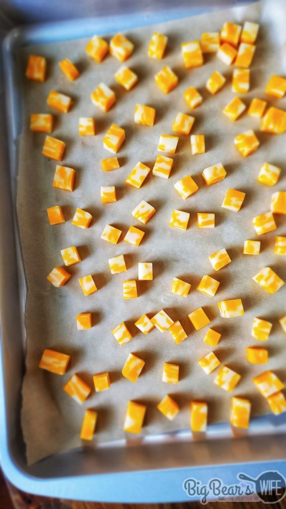 Cheese cubes on tray