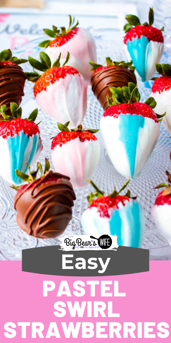 Know someone that's expecting a sweet baby soon and planning on a gender reveal? These Pastel Swirl Strawberries - Gender Reveal Party Strawberries are perfect for gender reveal parties or great just a a gift for the parents to be!  via @bigbearswife