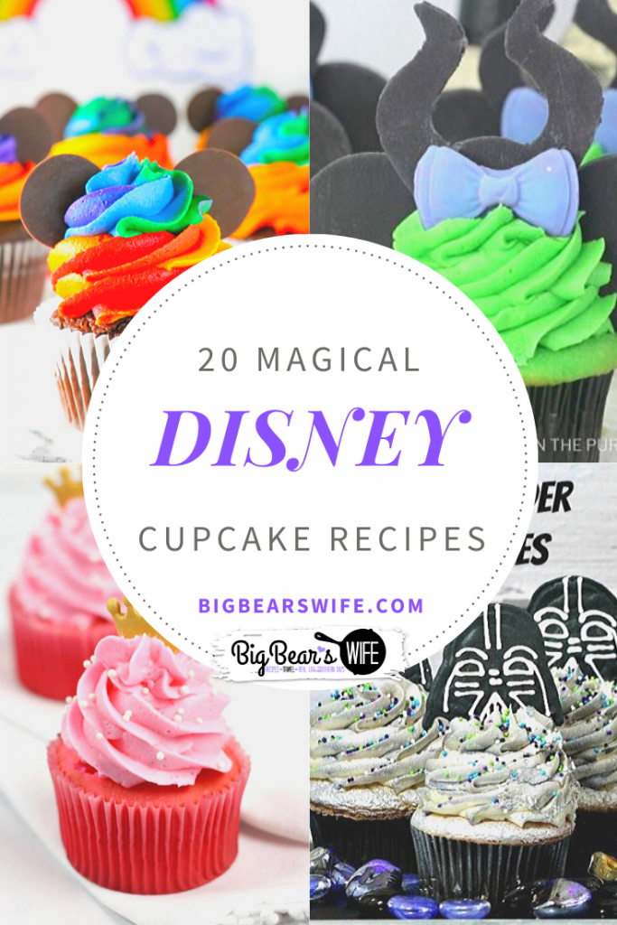 20 Magical Disney Cupcake Recipes - Missing the magic of Disney right now? These homemade Disney cupcakes are what you need! Here are 20 Magical Disney Cupcake Recipes to bring the magic of Disney into your kitchen!