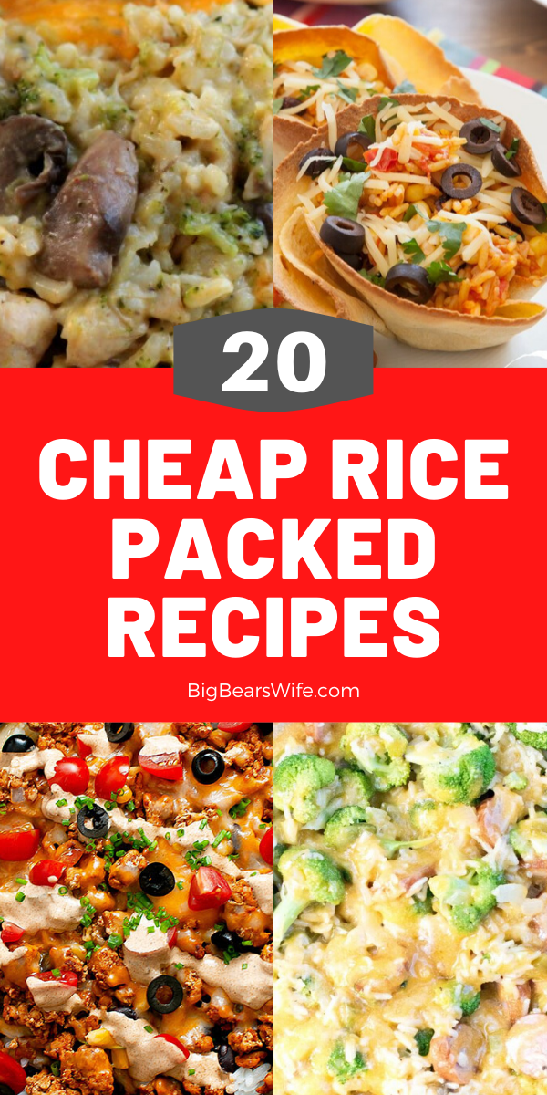 20 Cheap Rice Packed Recipes - On a budget and looking for cheap but filling meals for you and your family? I've put together a list of  20 Cheap Rice Packed Recipes that you're going to love!  via @bigbearswife