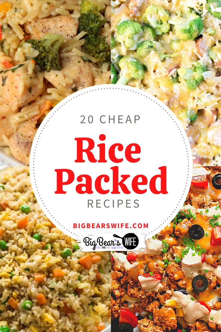 20 Cheap Rice Packed Recipes - On a budget and looking for cheap but filling meals for you and your family? I've put together a list of  20 Cheap Rice Packed Recipes that you're going to love!  via @bigbearswife