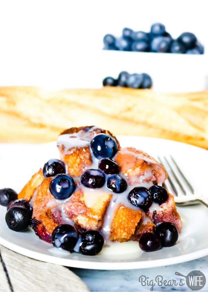 Blueberry Bread Pudding with glaze