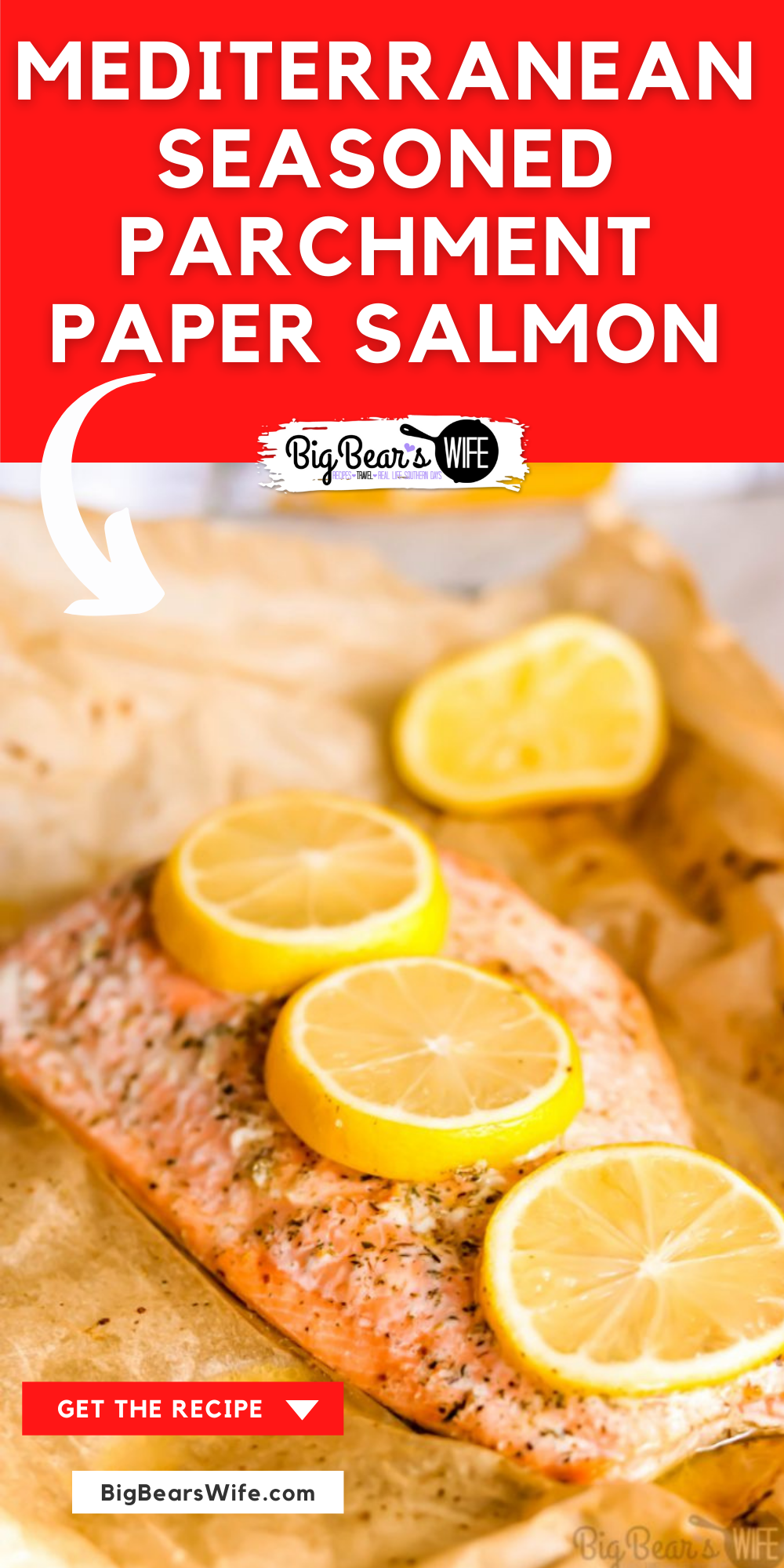 Dinner in under 30 minutes! This recipe for Easy Mediterranean Seasoned Parchment Paper Salmon is quick to make and easy to adapt for all kinds of different seasonings.  via @bigbearswife