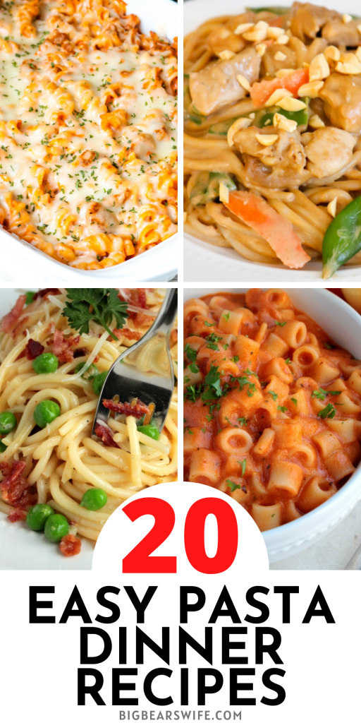 20 Easy Pasta Dinner Recipes - Here you'll find 20 Easy Pasta Dinner Recipes that are perfect for weekday dinners and perfect for feeding your family! These quick and easy pasta recipes are some of our favorite family pasta dinner ideas!