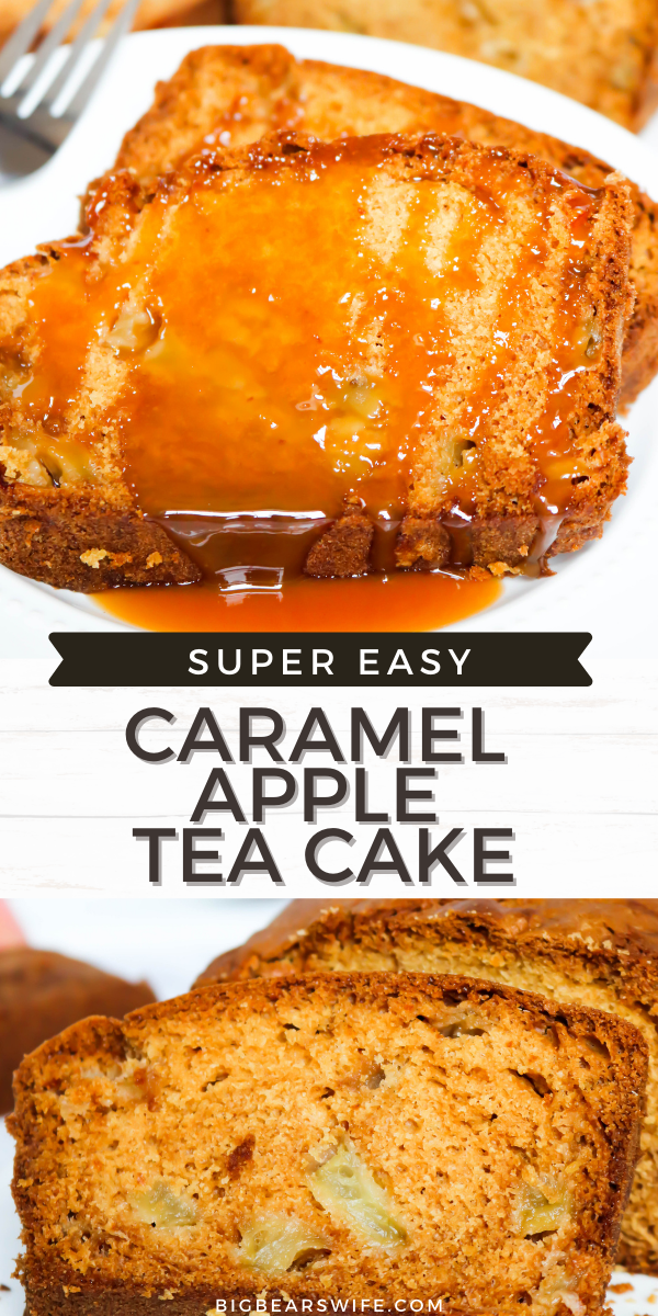 Caramel Apple Tea Cake is a wonderful and easy cake made with caramel tea steeped milk, apples and vanilla.  via @bigbearswife