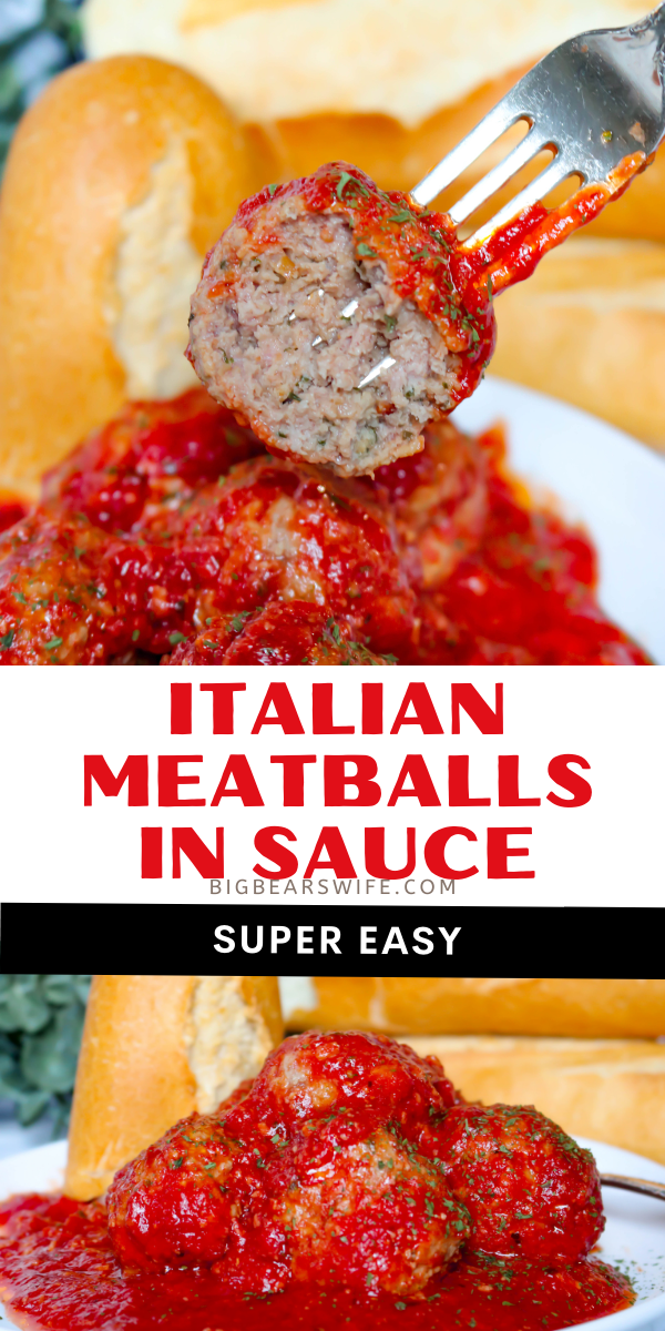This Easy Italian Meatballs in Sauce Recipe is one that my Italian best friend taught me to make and it's so good! These meatballs are baked in the oven in sauce and perfect for pasta, subs and perfect for just eating with a fork!  via @bigbearswife
