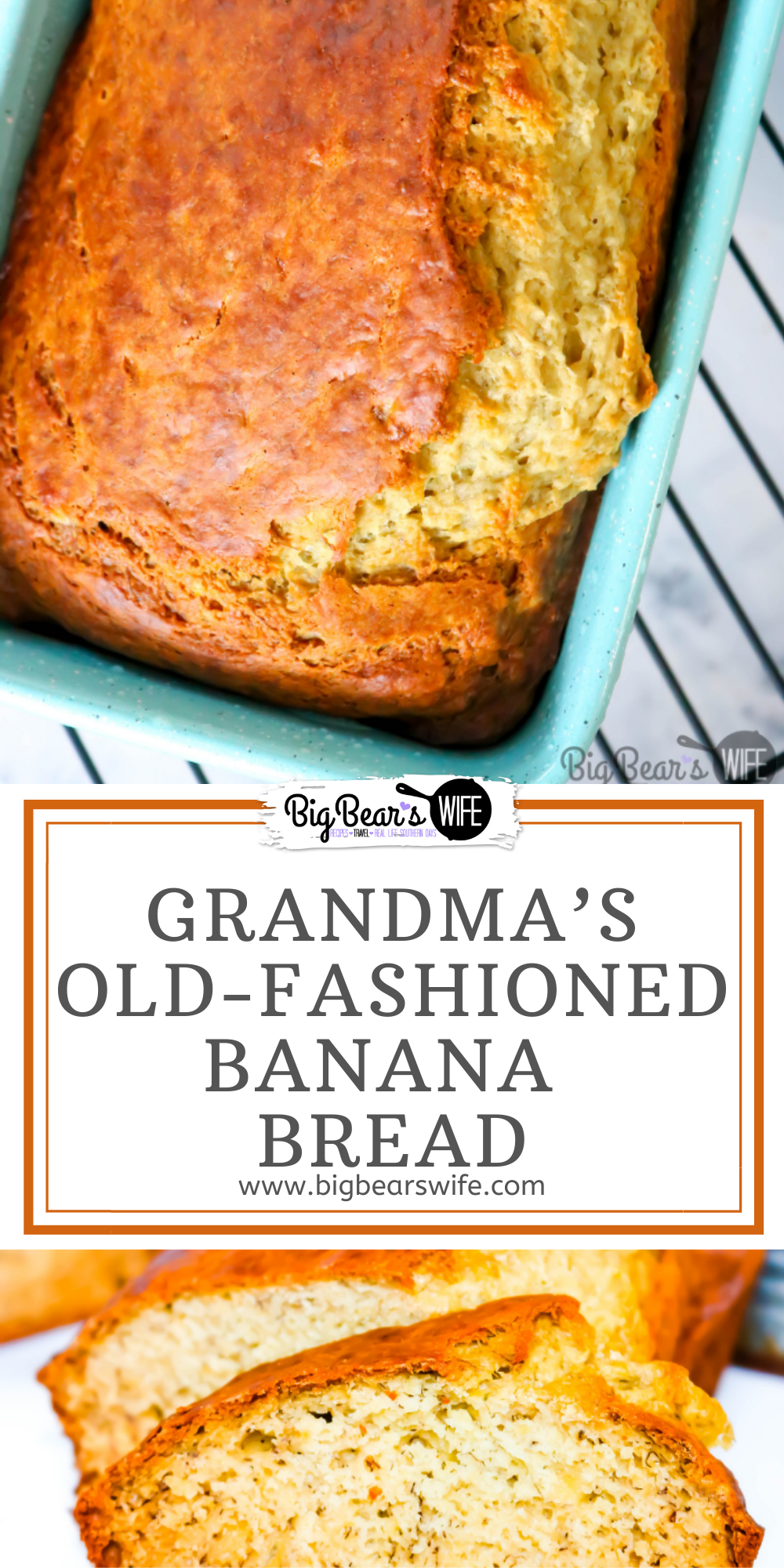 Grandma's Old-Fashioned Banana Bread is sure to become a family favorite. This banana bread recipe is super easy to make and takes 45 minutes to bake! via @bigbearswife