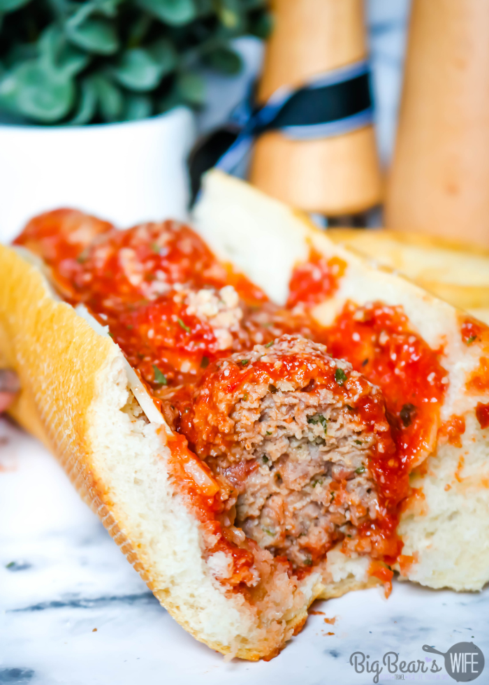 If you love Meatball Subs you're going to want this recipe for homemade meatballs for these Homemade Meatball Subs! These subs are delicious! 